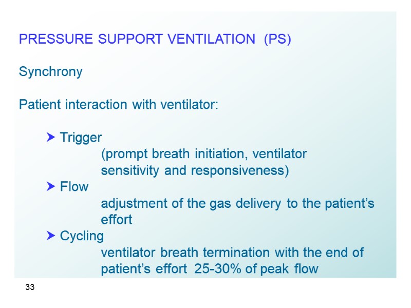 33  PRESSURE SUPPORT VENTILATION  (PS)   Synchrony    